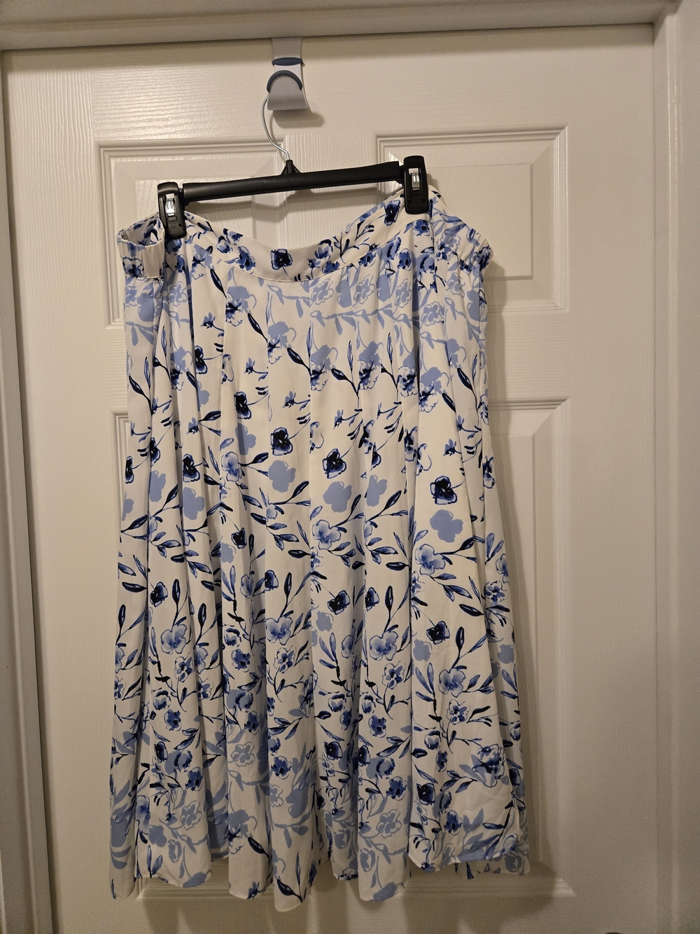Karl Lagerfeld White Midi Skirt with Blue Floral Print